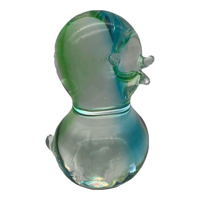 MCM Art Glass Bird Figurine Chalet Glass Paperweight Made in Canada For Sale