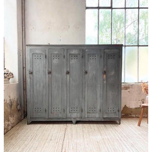 Early 20th Century French Factory Dressing Room Cabinet From Lyon France For Sale - Image 10 of 11