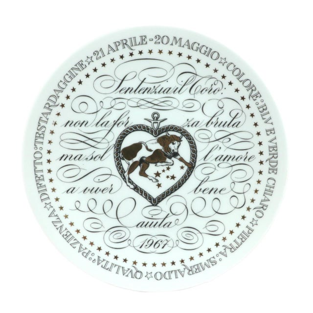 Piero Fornasetti Zodiac Plates for Perugia, Complete Set of Twelve, Serie Zodiaci For Sale - Image 11 of 13