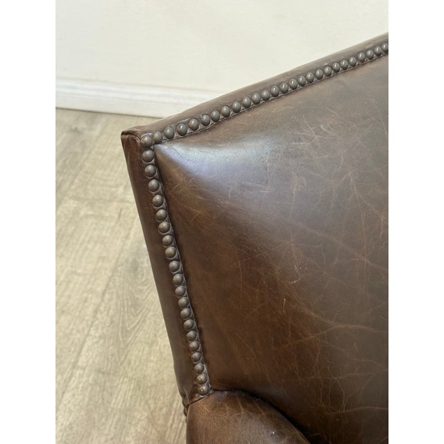 Pair of Restoration Hardware Leather Chairs For Sale - Image 10 of 10