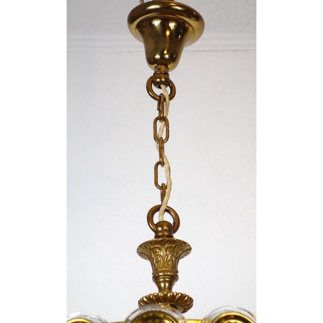 Mid-Century Modern Brass and Glass 4-Light Chandelier from Kaiser-Leuchten, 1940s For Sale - Image 3 of 10