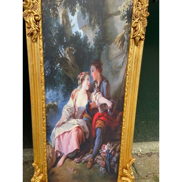 1970s French Louis XVI Gold Beech Fabric Frames 2pc For Sale - Image 4 of 18
