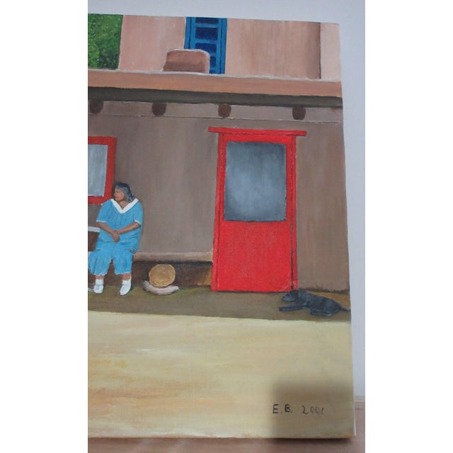 2000 - 2009 Original Elisha Birnbaum Oil on Canvas Painting Southwestern Native American Home Signed "E. B. 2001" 20x16" For Sale - Image 5 of 7