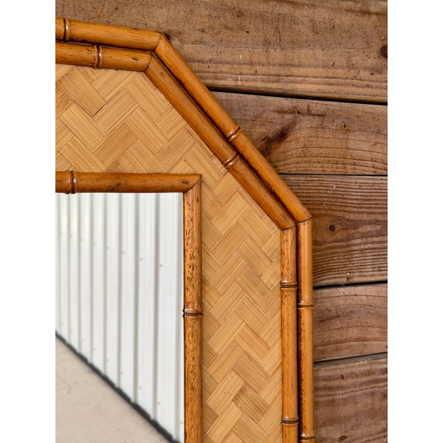 Dixie Furniture Co. Vintage Octagonal Faux Bamboo and Woven Rattan Wall Mirror For Sale - Image 4 of 12