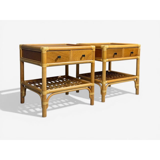 Kenneth Bergenblad, Nightstands, Bamboo, Rattan, Brass, Sweden, 1970s For Sale In New York - Image 6 of 13