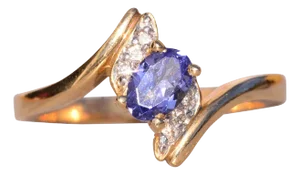 The Buldi: Natural Tanzanite and Diamond Bypass Ring in Yellow Gold