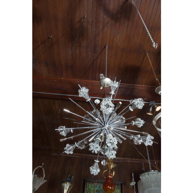Modern 1960s J. & L. Lobmeyr Starburst Chrome & Crystal Chandelier by Hans Harald Rath For Sale - Image 3 of 12