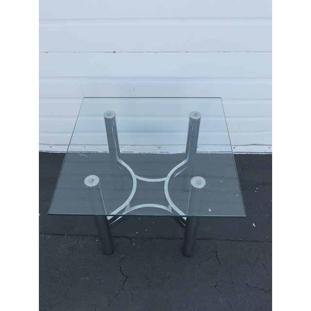 Late 20th Century Hollywood Regency Mid Century Chrome Glass Top Side End Table 6418 For Sale - Image 5 of 11