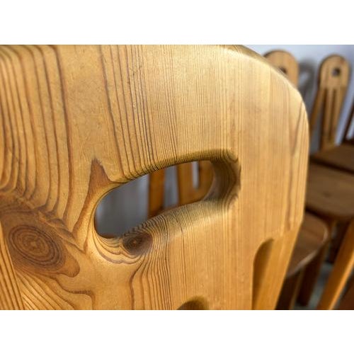 Pine Wood Dining Chairs from Effezeta, Italy, 1970s, Set of 10 For Sale - Image 6 of 10