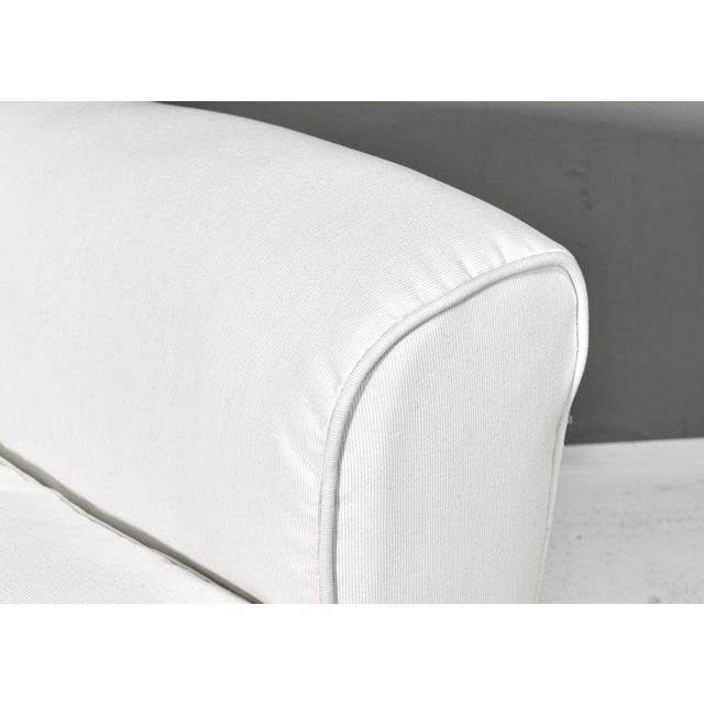 Set of Italian Armchair and Ottoman in White Fabric, Italy, 1940s For Sale - Image 14 of 17