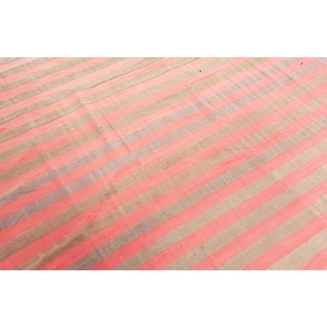 Mid 20th Century Doris Leslie Blau Vintage Indian Dhurrie Striped Rug For Sale - Image 5 of 8
