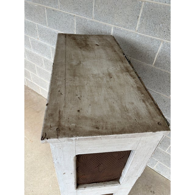 Primitive Antique Tin Stamped Pie Safe-Cupboard (Circa 1700's) For Sale - Image 9 of 18