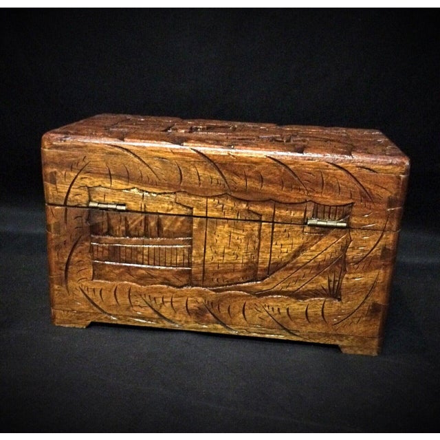 Mid 20th Century Hand-Carved Bas-Relief Storage or Jewelry Box For Sale - Image 11 of 11