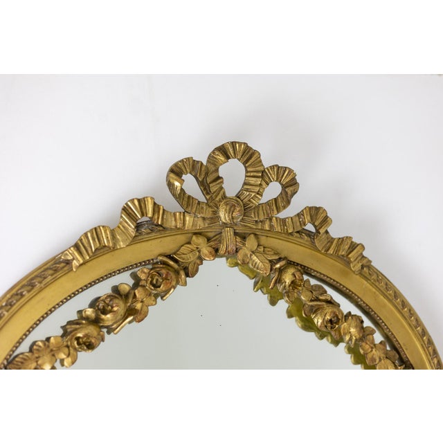 Louis XVI Style Mirror in Gilded and Carved Wood, 1880s For Sale - Image 3 of 12