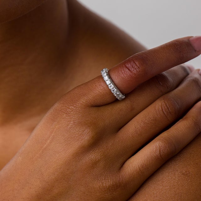 Mid Century 1.80 Carat Diamond Platinum Eternity Band, Size 10 For Sale - Image 4 of 5
