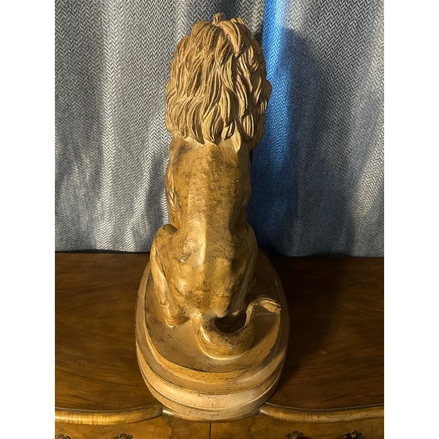 Vintage Classical Style Gold Gilt Lion Sculpture – Resin For Sale - Image 9 of 11