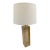 Vintage Modern Travertine Square Block Table Lamp With Oatmeal Linen Tapered For Sale
