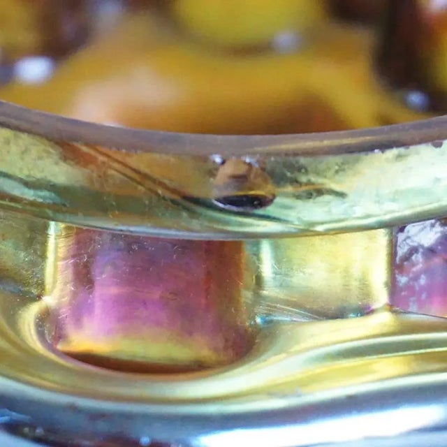 Steuben Glass American Steuben Glass Iridescent Gold Aurene Flower Frog For Sale - Image 4 of 8