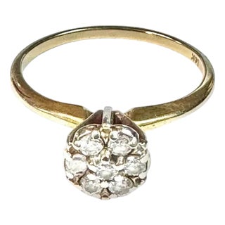14k Gold and Diamond Cluster Ring For Sale