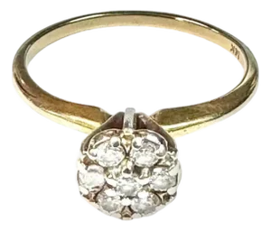 14k Gold and Diamond Cluster Ring