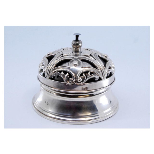 Cut and Embossed Silver Bell with Floral Motifs and Mechanism For Sale - Image 4 of 8