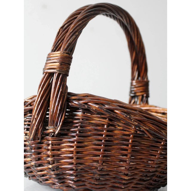 Vintage Wicker Gathering Basket For Sale - Image 10 of 13