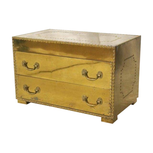 Brass Two Drawer Trunk Coffee Table With Nailhead Trim Chairish