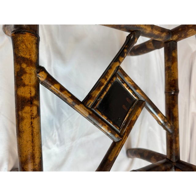 Antique English Bamboo Lacquered Octagonal Table | Aesthetic Movement Chinoiserie | Japanned Top, 28in Tall For Sale - Image 14 of 17
