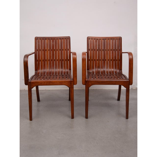 Thonet Art Nouveau Slatted Armchair attributed to Thonet, 1910 For Sale - Image 4 of 16