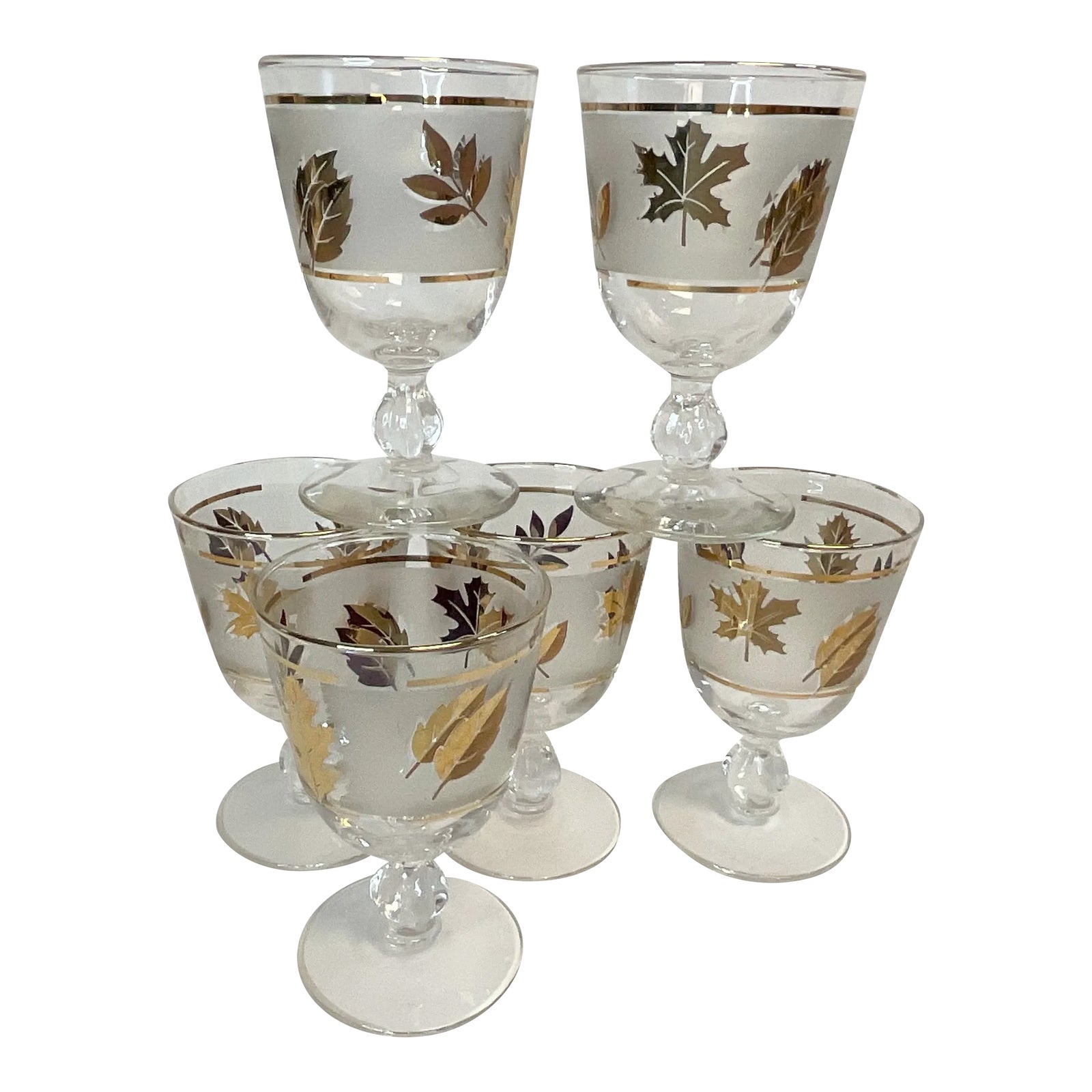 Mid-Century Hollywood Regency Americana Libbey Wine Glasses With Gold ...