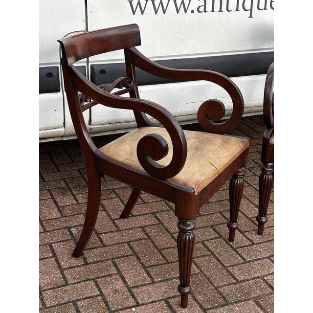 Hollywood Regency Regency Mahogany Armchairs with Leather Drop Seats, Set of 2 For Sale - Image 3 of 10