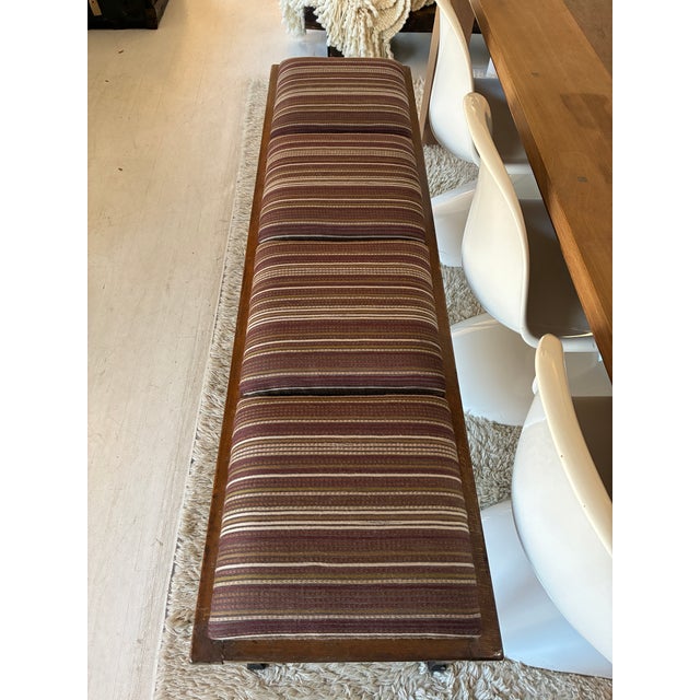 Vintage Italian Multi Seat Wooden Bench, Newly Reupholstered in Stripes For Sale - Image 9 of 18