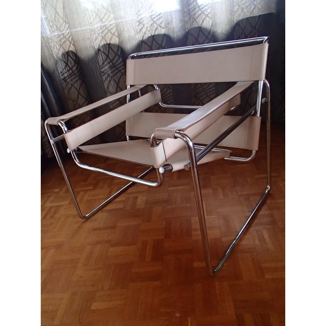 Bauhaus WASILI Armchair in Beige Leather, 1980s For Sale - Image 11 of 13