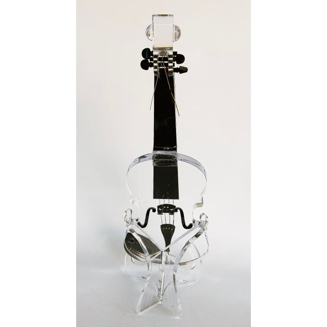 Custom-Made Lucite Violin Sculpture on Stand Signed and Numbered Limited Edition #1/10 For Sale - Image 9 of 13