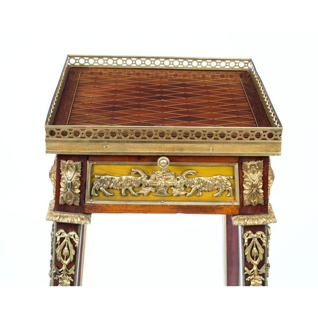 French Parquetry Ormolu Mounted Stand Attributed to François Linke, 19th Century For Sale - Image 5 of 18