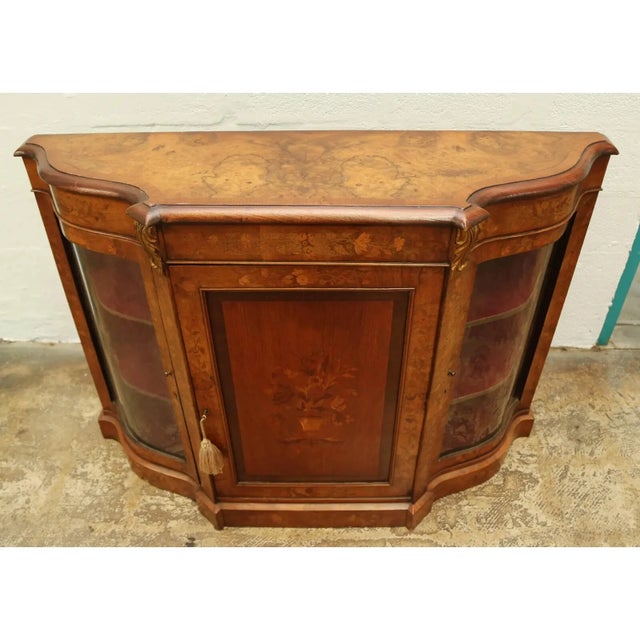 Pair of Rare Antique Walnut English Console Tables or , Cabinets. For Sale - Image 4 of 6