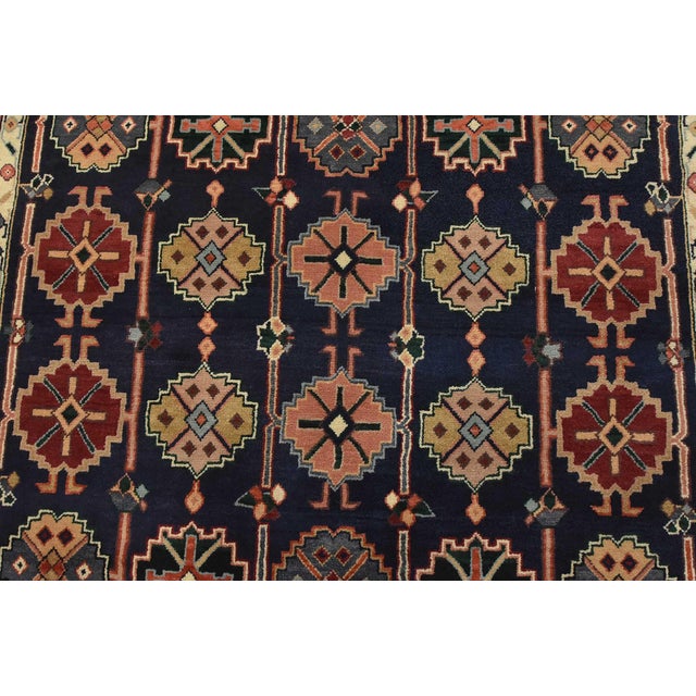 Heriz Rug 5’11” X 8’11” Blue Wool Vintage Tribal Hand-Knotted Oriental Carpet For Sale In Philadelphia - Image 6 of 14