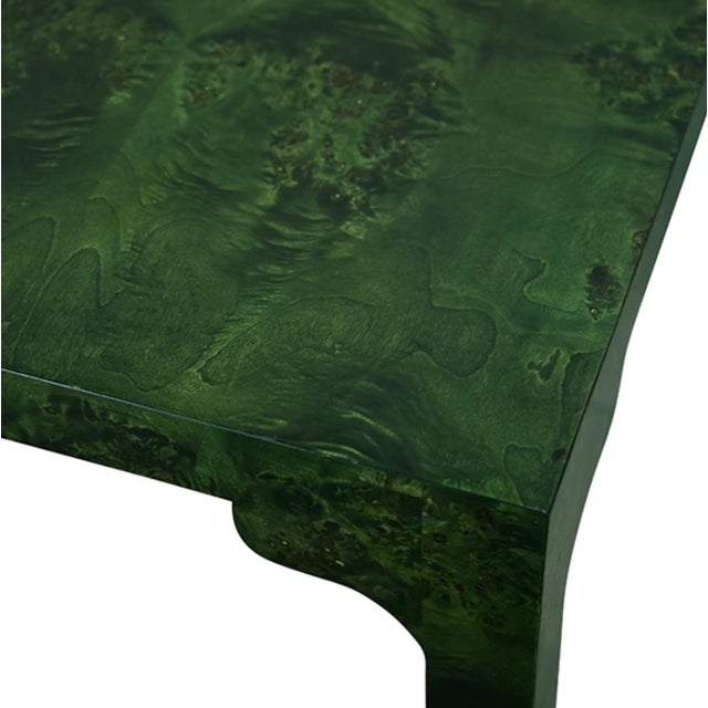 Worlds Away Matthew Izzo Home Kendall Emerald Green Burl Wood Coffee Table For Sale - Image 4 of 5