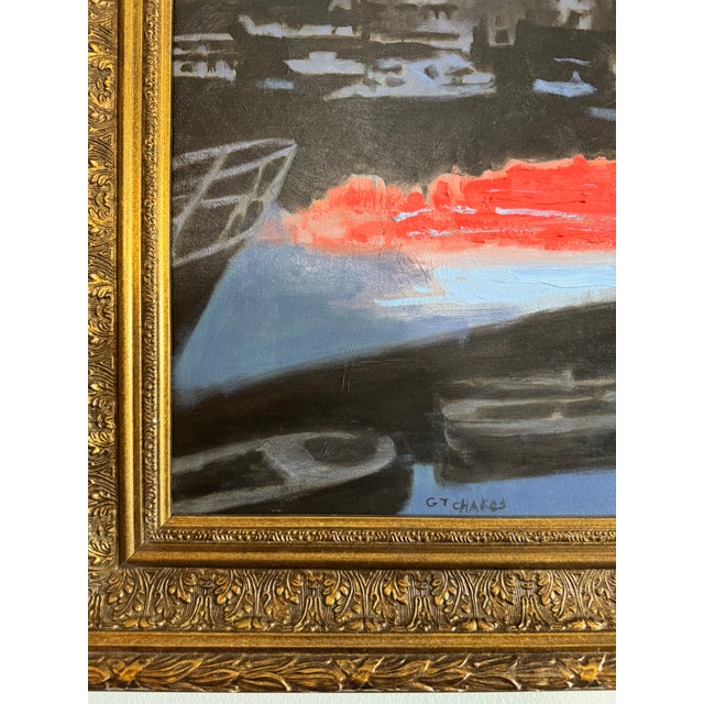 Burnt Orange George T. Chakos Fine Art: "Just Before Dawn, Camden Harbour, Me" For Sale - Image 8 of 8