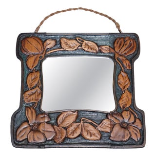 Antique French Art Nouveau Floral Carved Wall Mirror For Sale