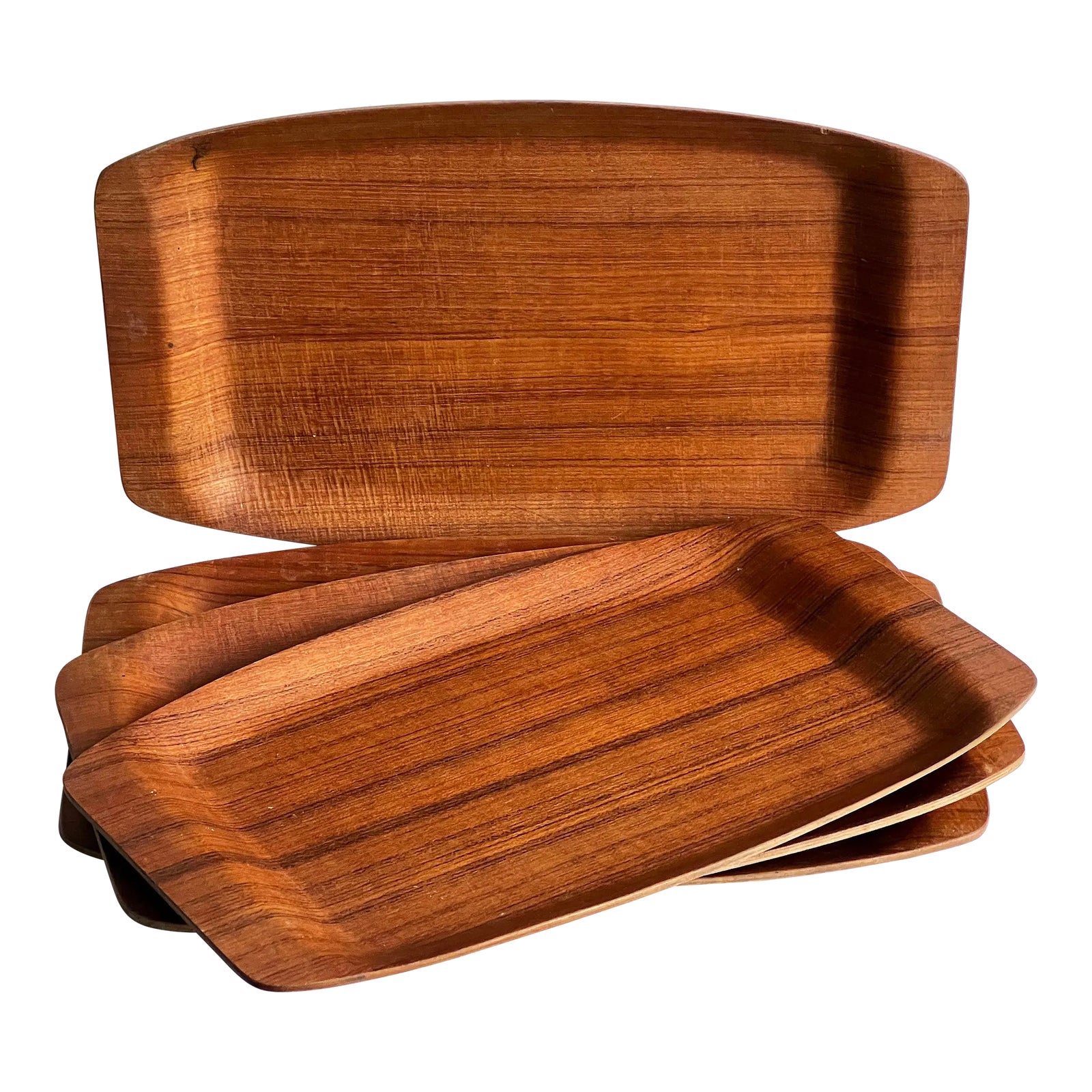 Vintage Scandinavian Teak 16" Serving Trays - Set of 4