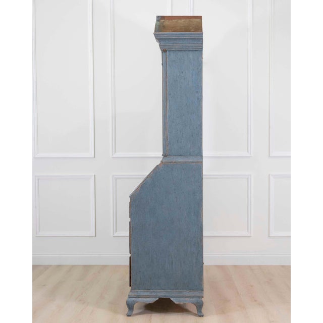 17th Century Blue Scandinavian Bureau with Original Hardware For Sale - Image 10 of 11