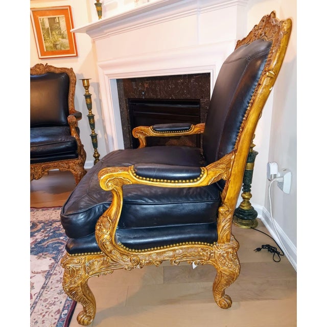 Elevate Your Estate With the Timeless Grandeur of This Exceptional Pair of Maitland-Smith Rococo Revival Armchairs. For Sale - Image 10 of 11
