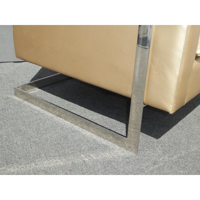 Mid Century Gold Chrome Club Chair Contemporary Modern Style For Sale - Image 9 of 11