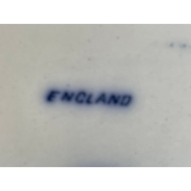 Antique 15"x11" England Staffordshire Octagonal Dark Flow Blue Ironstone Platter For Sale - Image 9 of 9