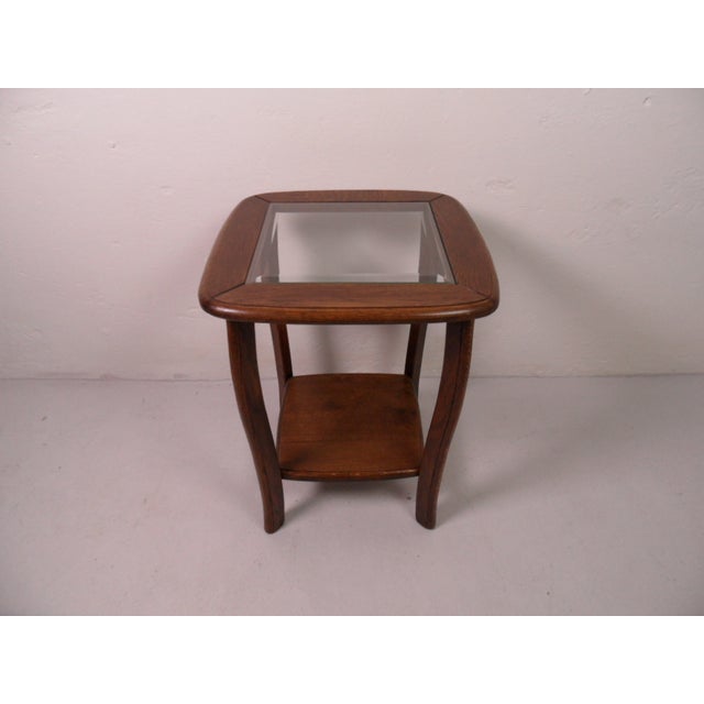 Vintage Dutch Oak and Glass Coffee Table, 1950s For Sale - Image 4 of 11