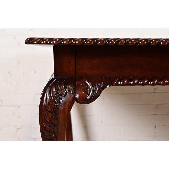 Henredon Style Chippendale Carved Mahogany Extension Dining Table, Newly Refinished For Sale - Image 10 of 14