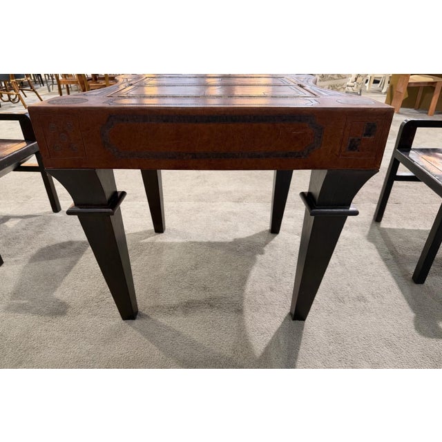Traditional House of Mercier Leather Game Table With Two Chairs For Sale - Image 3 of 12