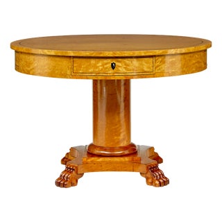 19th Century Swedish Birch Circular Center Table, 1870s For Sale