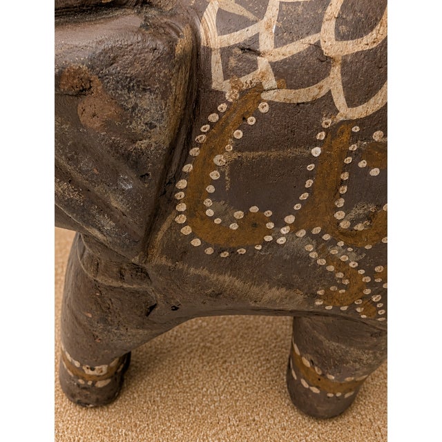 Taupe Vintage Apropos Home Collection Hand-Painted Ceramic Elephant Figurine, Made in India For Sale - Image 8 of 11
